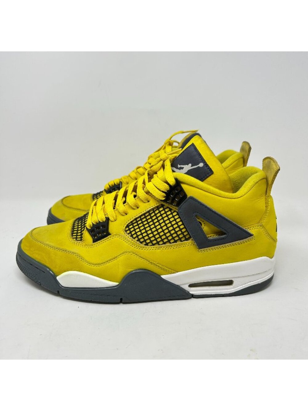 Jordan Retro 4 Lightning Sneakers Yellow & Gray Mens Size 11.5